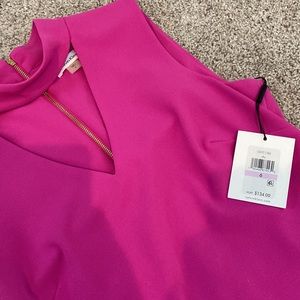 Fuchsia Sheath Dress with Cutout Neckline